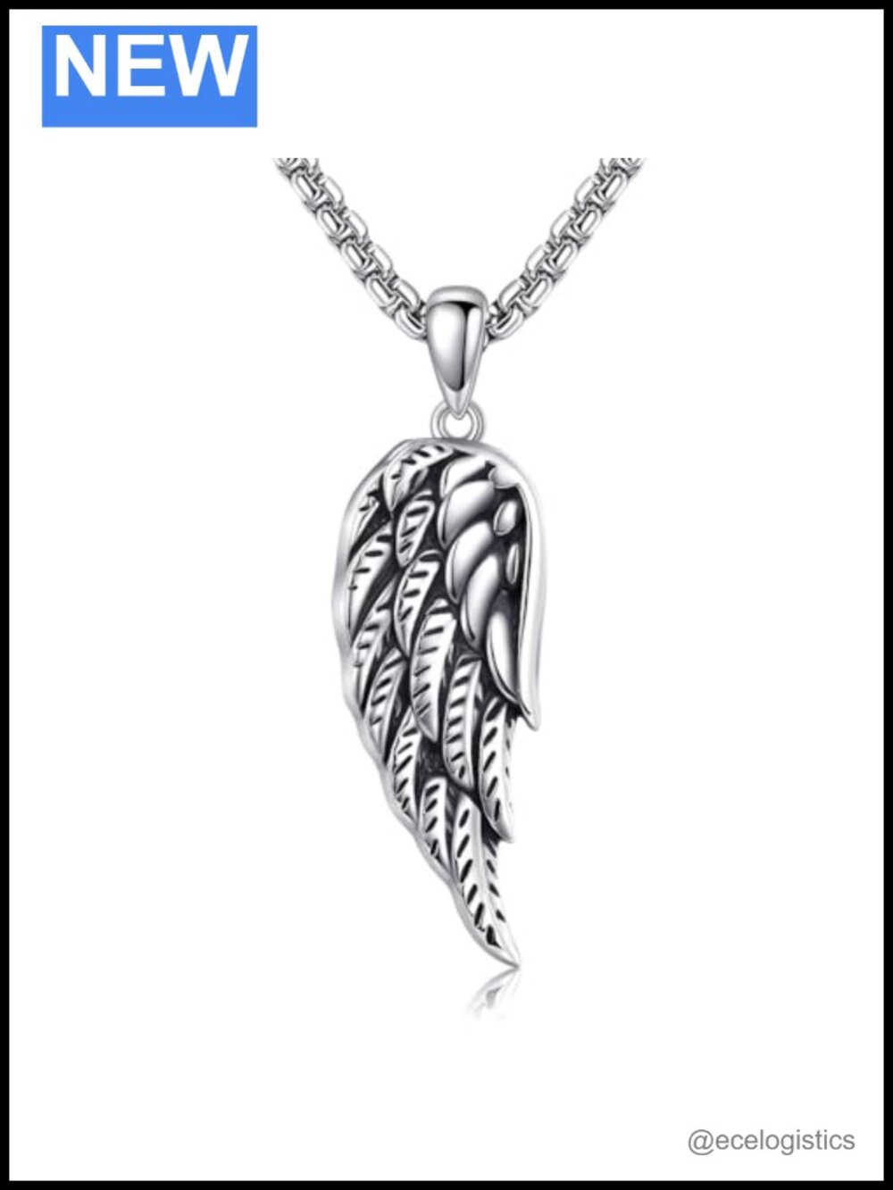 925 Sterling Silver Angel Wing Pendant Necklace